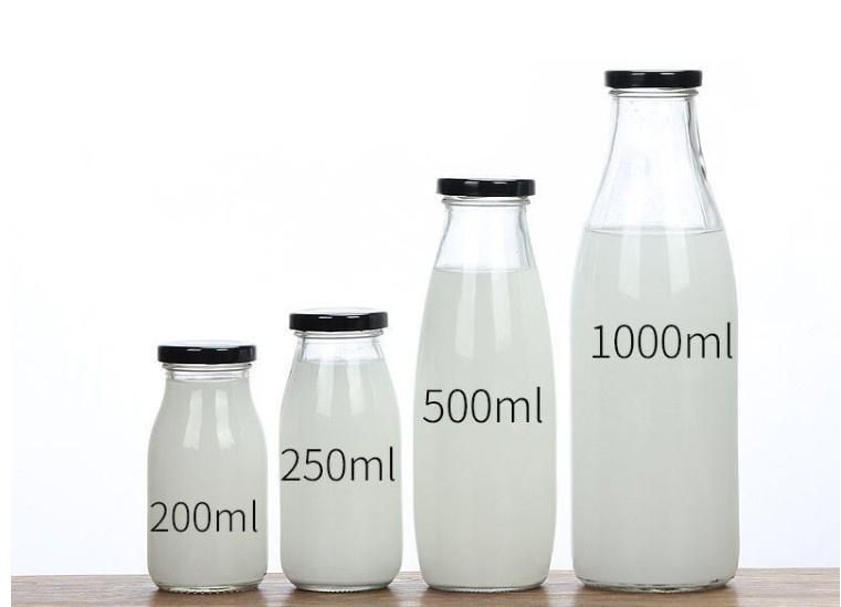 200/250/500ml Glass Milk Bottle Dinking Container with Tinplate