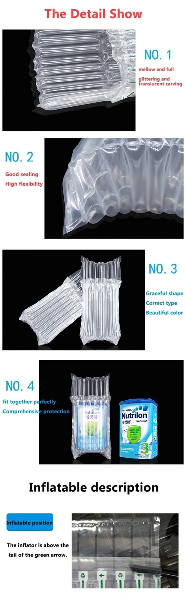 Bubble Cushion Wrap Air Column Packaging/Inflatable Bags