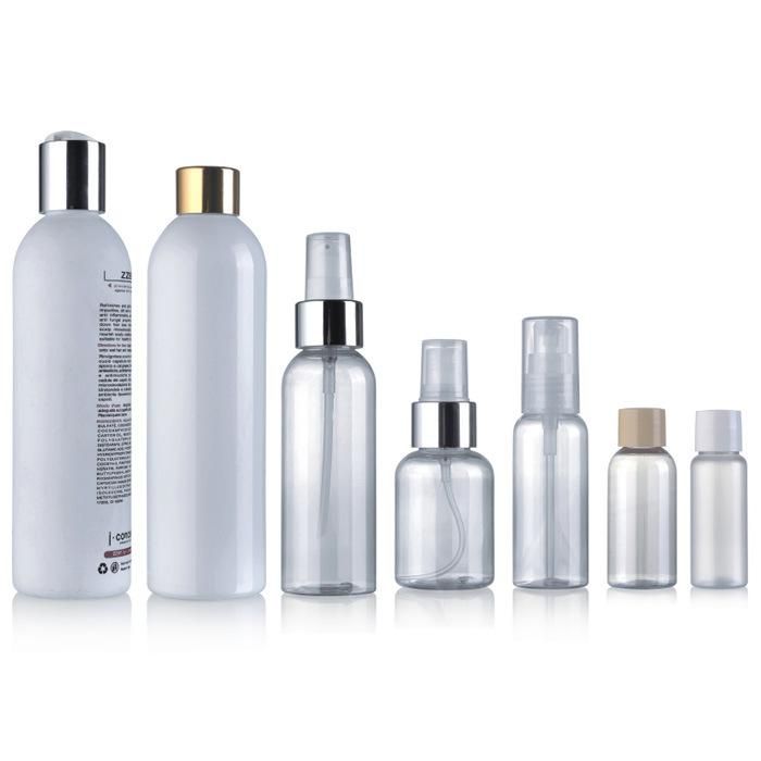 200ml 100ml 50ml Matte White Round Shoulder Plastic Pet Lotion Bottle Cosmetic with Gold Screw Cap