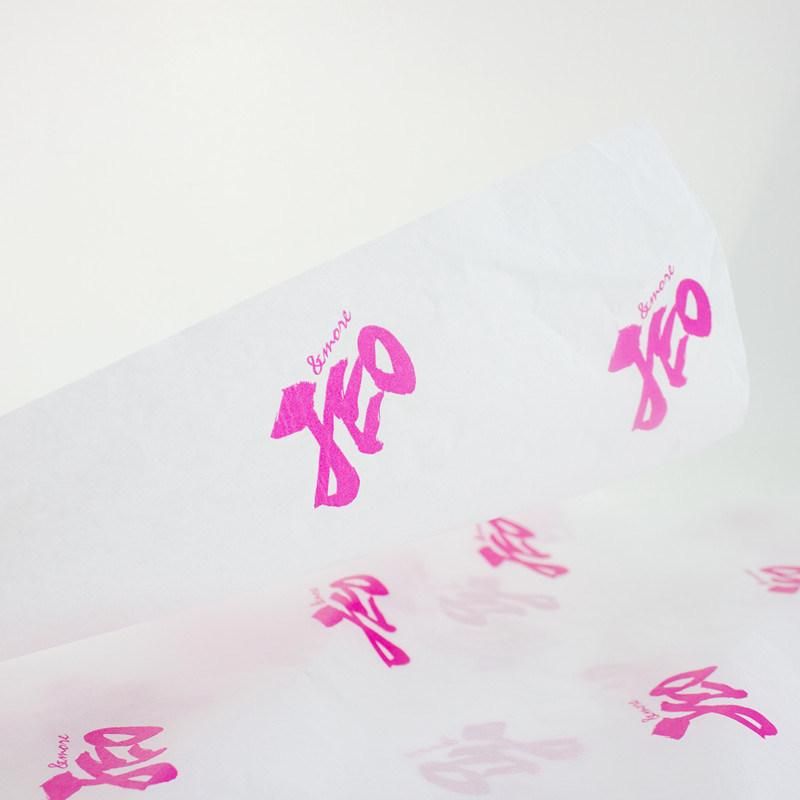 Clothing Pink Logo 17GSM White Custom Tissue Wrapping Paper