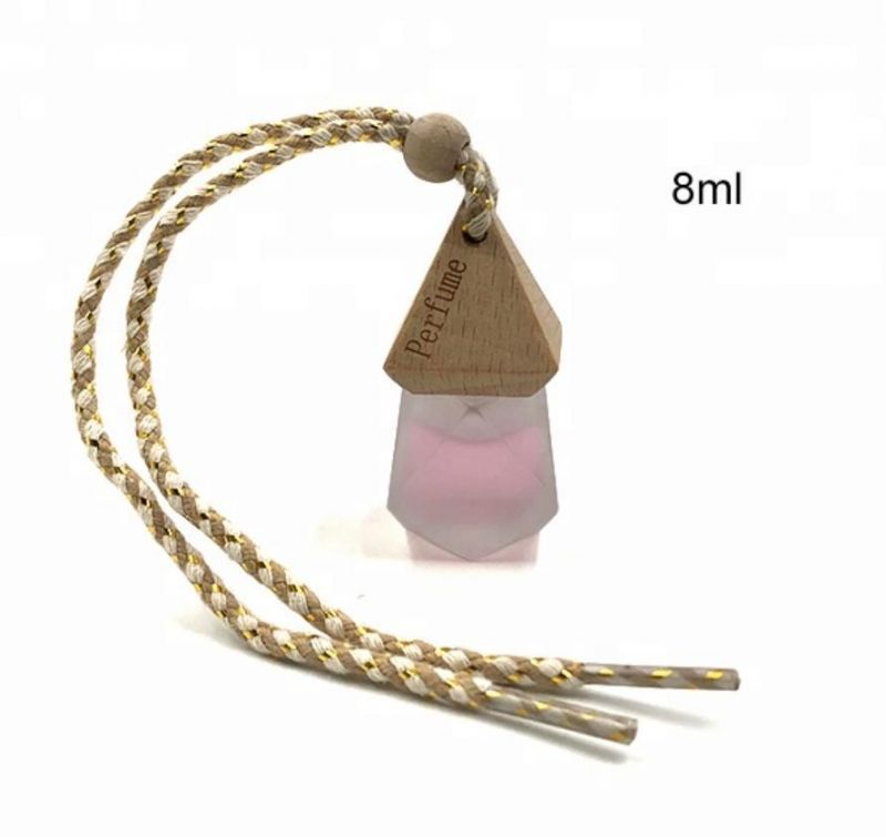 Frosted 8ml Hanging Car Air Freshener Car Perfume Bottle with Wooden Cap