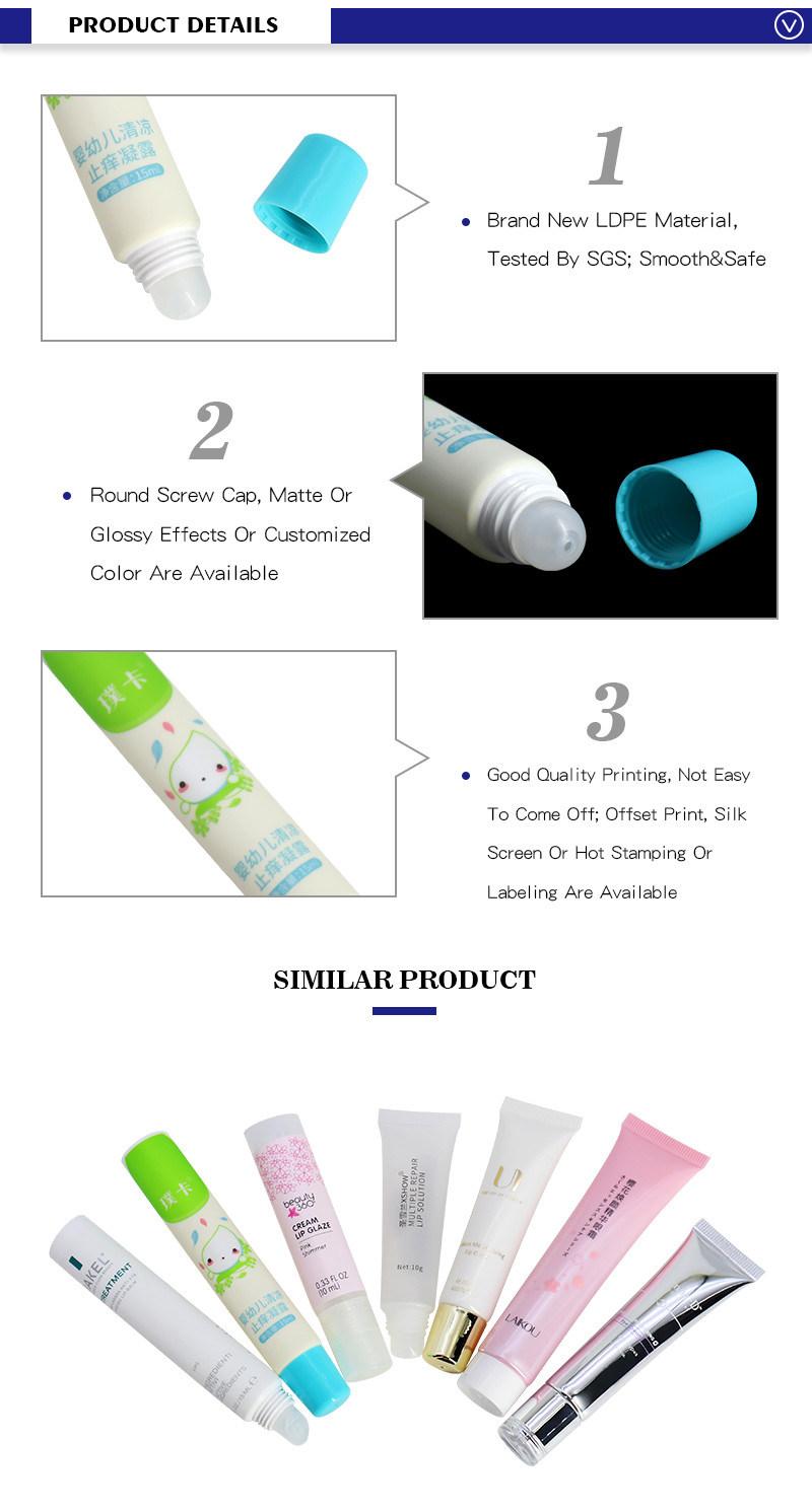 Custom Made Cosmetic Tube Packaging 15ml Squeezable Lip Gloss Tube