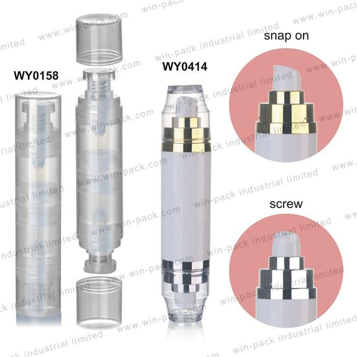 Winpack Eco Friendly 2*15ml Cosmetic Dual Chamber Bottle for Lotion Packing Clear Airless Double Chamber Bottle Glass Bottle Manufacturers