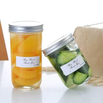 20oz 650ml Big Capacity Leaktight Round Fruit Vegetables Salad Jam Honey Food Canning Mason Jar Glass with Silver Lids