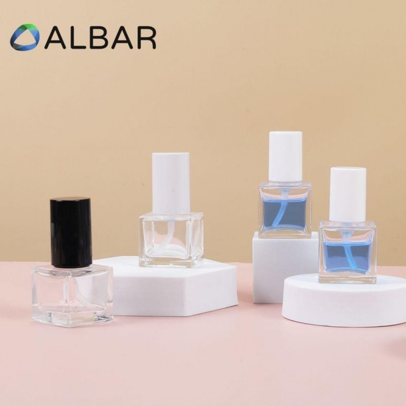 Crystal Clear Square Cosmetic Glass Bottles for Skincare and Fragrance