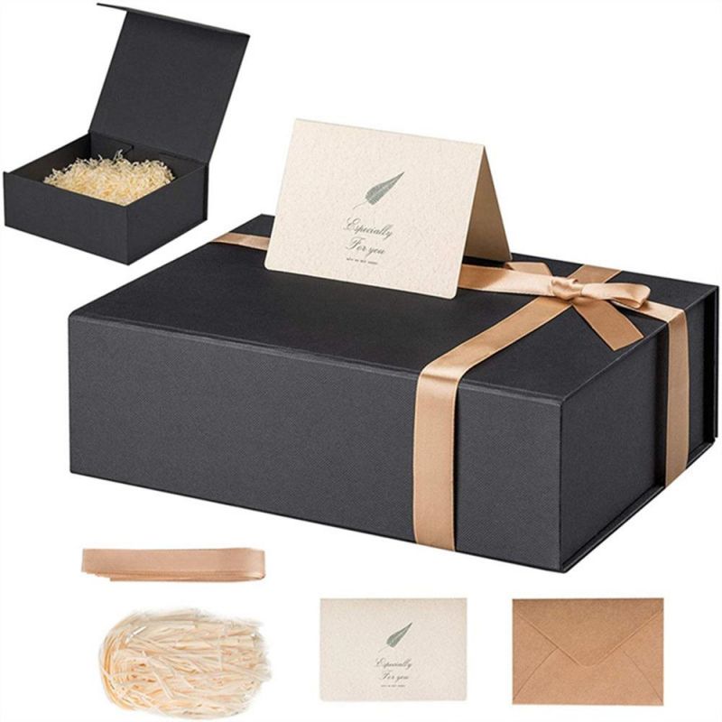 Luxury Large Gift Box with Lid Black Wedding Gift Boxes with Magnetic Lid