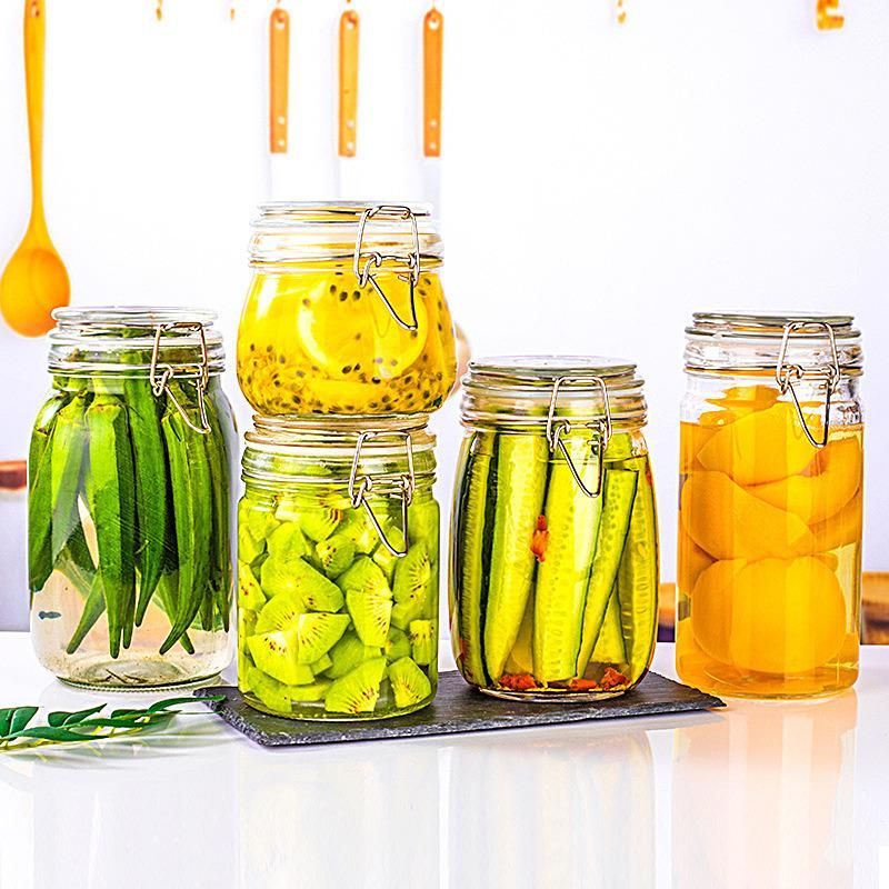 Clear Food Storage Jar with Clip Top Glass Jar