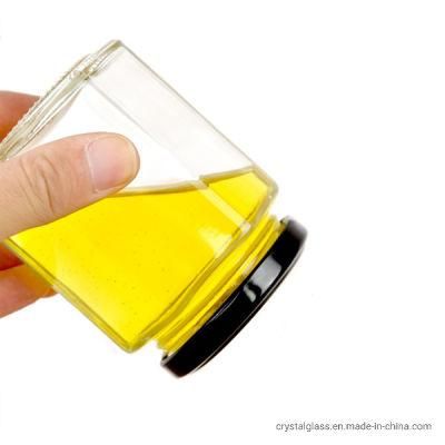 Hexagonal Wide Mouth Honey Glass Jars 9 Oz with Metal Lids