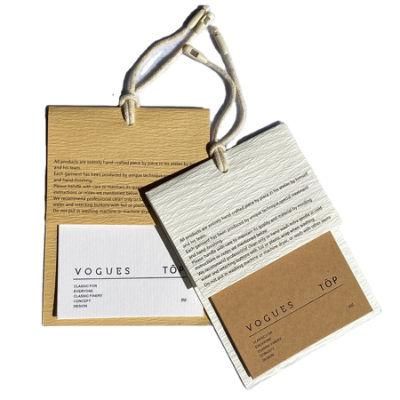 Custom 300g Coating Printed Paper Clothing Price Tag Seal Tags Garment String Hang Tags