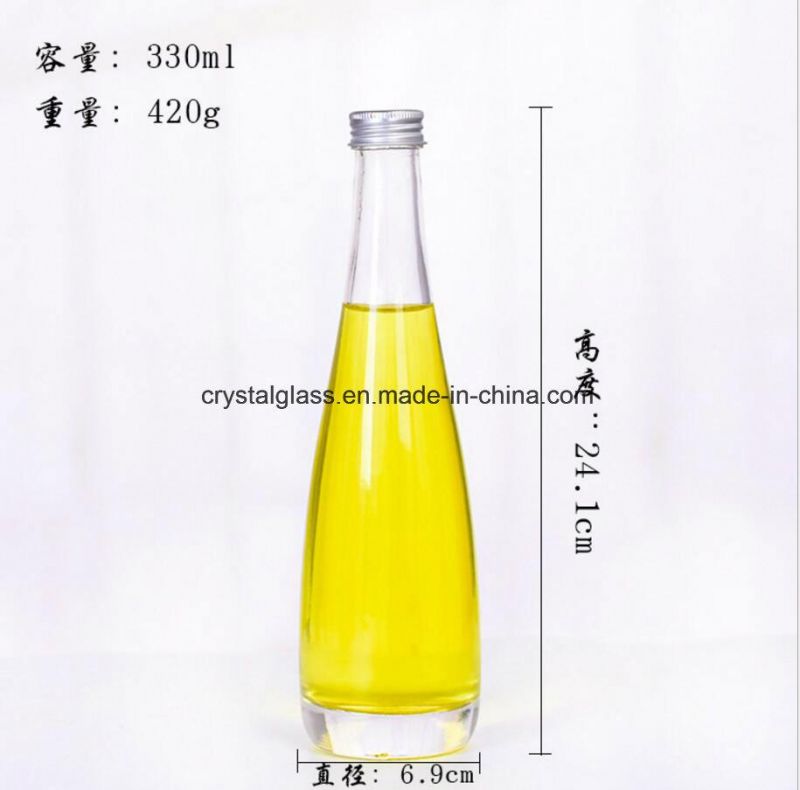 330ml Thick Bottom Mineral Water Glass Soft Cola Drinks Bottle with Screw Lids