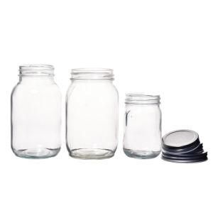 Wholesale Low Price Portable Empty Clear Food Storage Drop Resistant Glass Jars with Lids