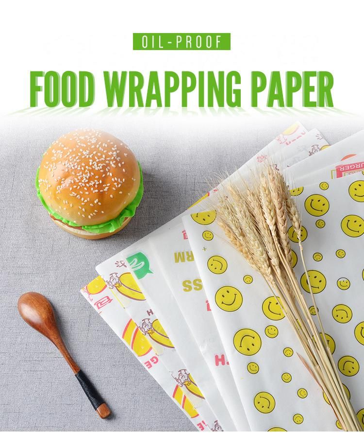 Customized Printed Logo and Size Food Grade Burger Paper Greaseproof Deli Meat Wrapping PE Coated Paper, Sandwich Wrap Paper