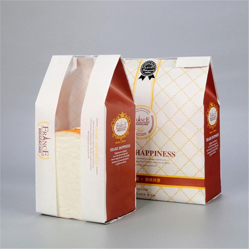 Wholesale Carry Bag 40GSM Paper Bread Bag with Window