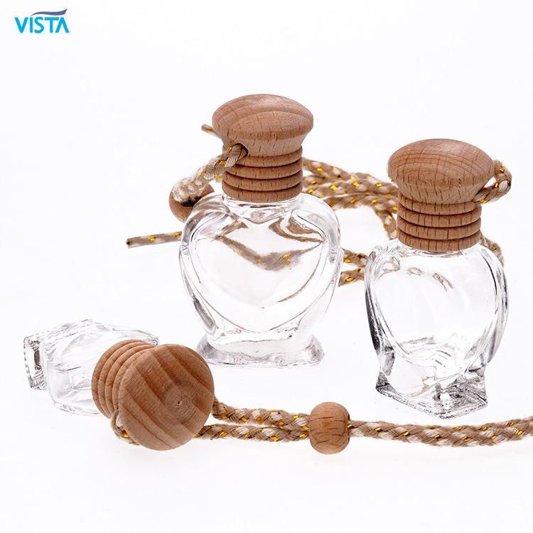 Vista Empty 10ml Air Freshener Glass Bottle Hanging Car Perfume Bottle with Wooden Lid