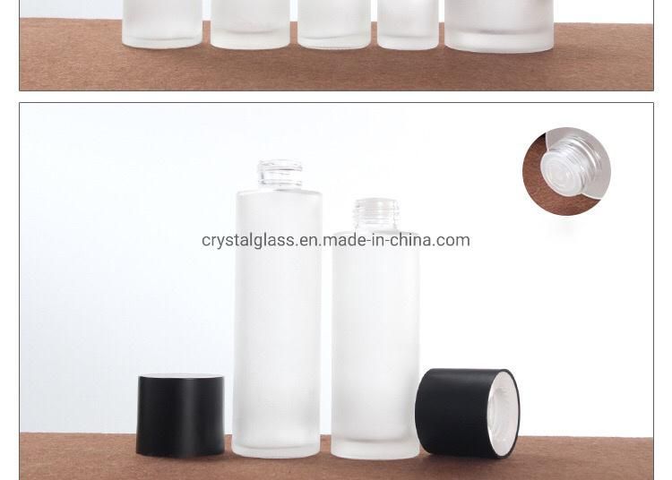 China Supply 80ml Lotion Glass Bottle with Black Caps