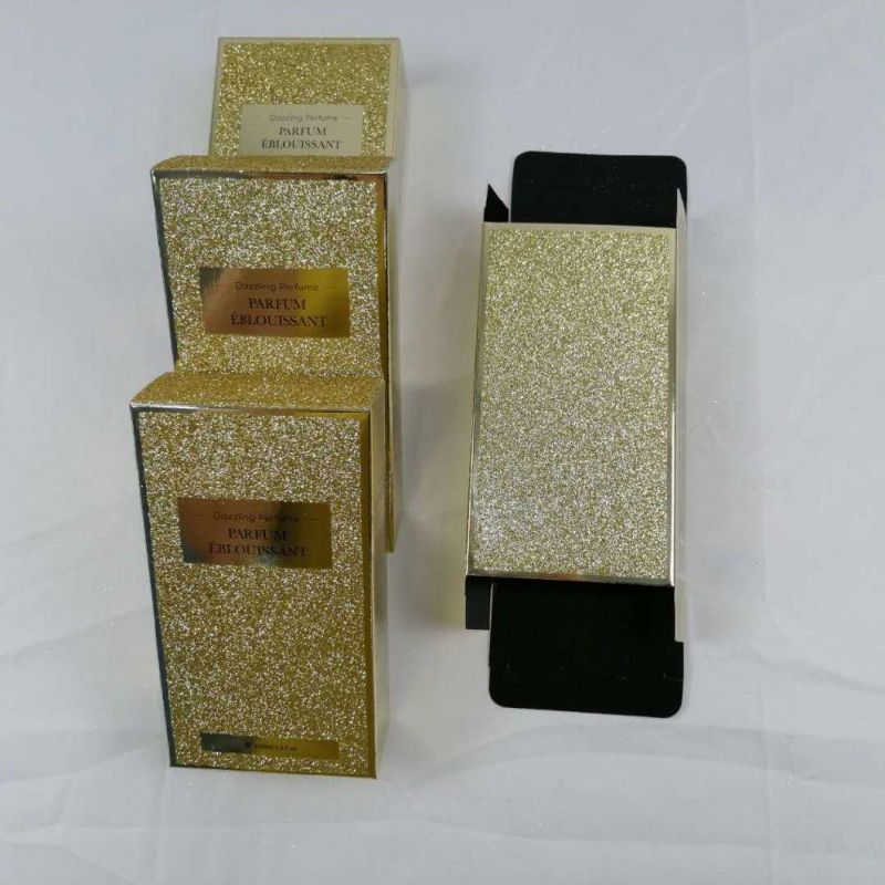 Luxury Good Quality Custom Gold Flitter Cosmetic Packaging Box for Skin Care