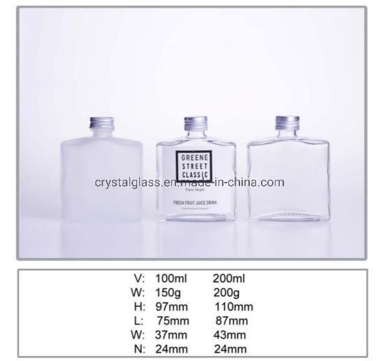 Square Shape Glass Drinking Bottle Cold Drink Wine Custom Glass Bottle OEM 100ml/200ml