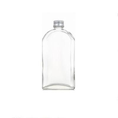 350ml Flat Square Milk Tea Beverage Water Juice Glass Bottle with Metal Cap