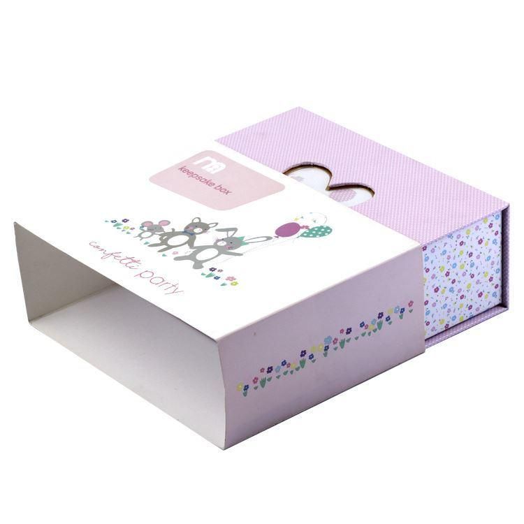 Custom Paper Cardboard Photo Storage Boxes Baby Shoe Packaging Box with PVC Clear Window