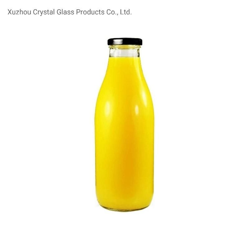 Print Logo 500 Ml Round Juice Beverage Milk Glass Bottles