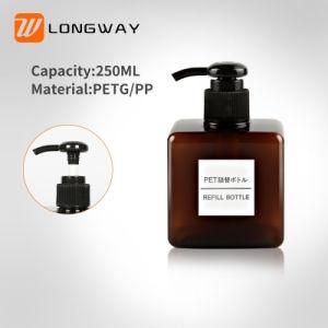 Square Plastic PETG Cosmetic Bottle with Lotion Pump 250ml/450ml/650ml