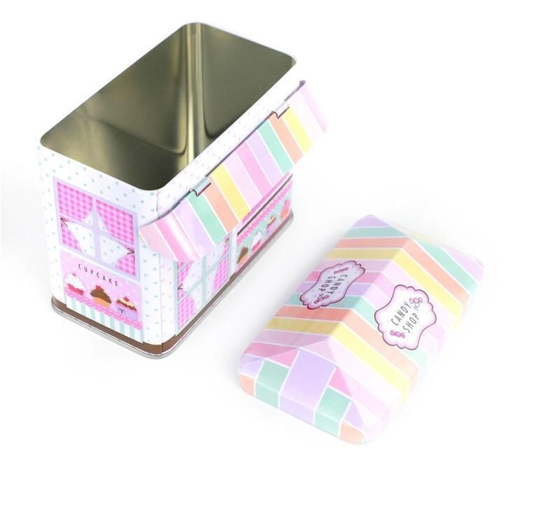 Custom Beauty House Shaped Tin Box Cookie Metal Tin Box for Children