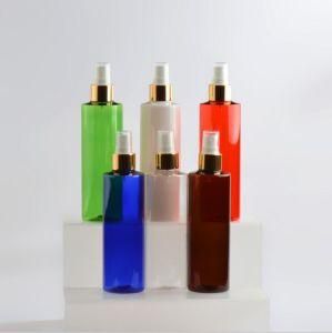 250ml Pet Plastic Flat Shoulder Gold and Silver Mist Spray Bottle