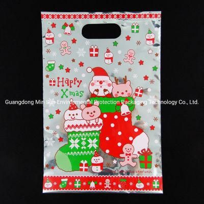 New Christmas Gift Plastic Cookies Bags Pouch with Handle