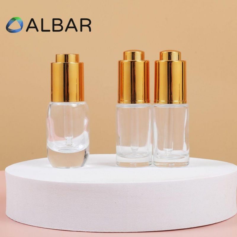 Gold and Silver Cylinder Essential Oil Attar Press Dropper Glass Bottles