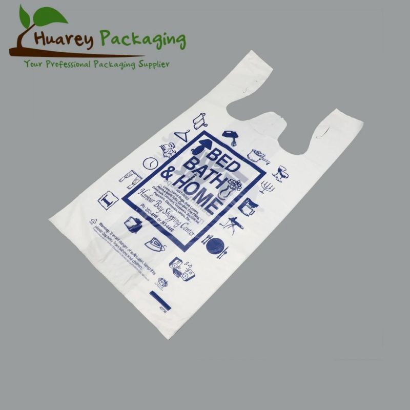 HDPE Plain White Plastic T-Shirt Shopping Bag for Supermarket