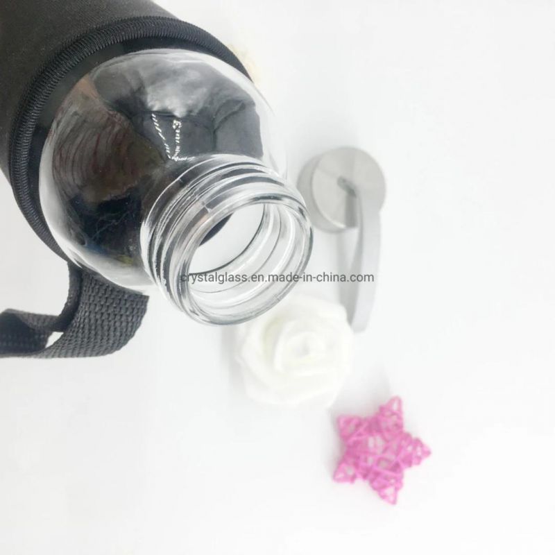 Leak-Proof Clear Glass Bottles for Juicing Contgainers with Stainless Steel Caps