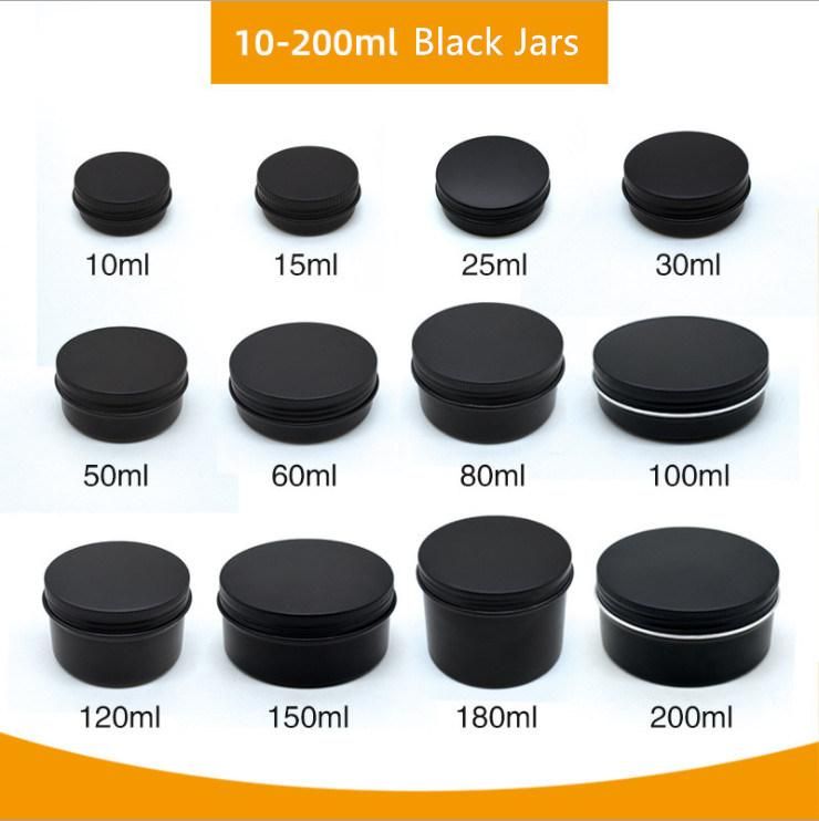 Round Matte Black Cosmetic Beard Oil Hair Wax Skin Care Cream Aluminum Jar