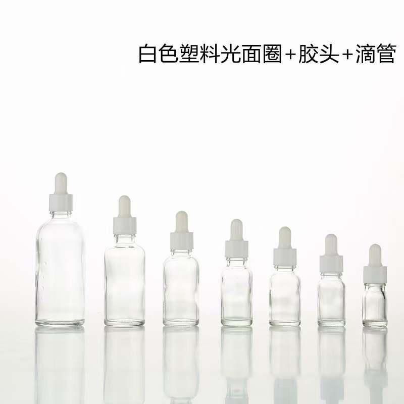 10ml 20ml 30ml 50ml 100ml Transparent Cosmetic Decorative Glass Essential Oil Bottle with Golden Ring Dropper