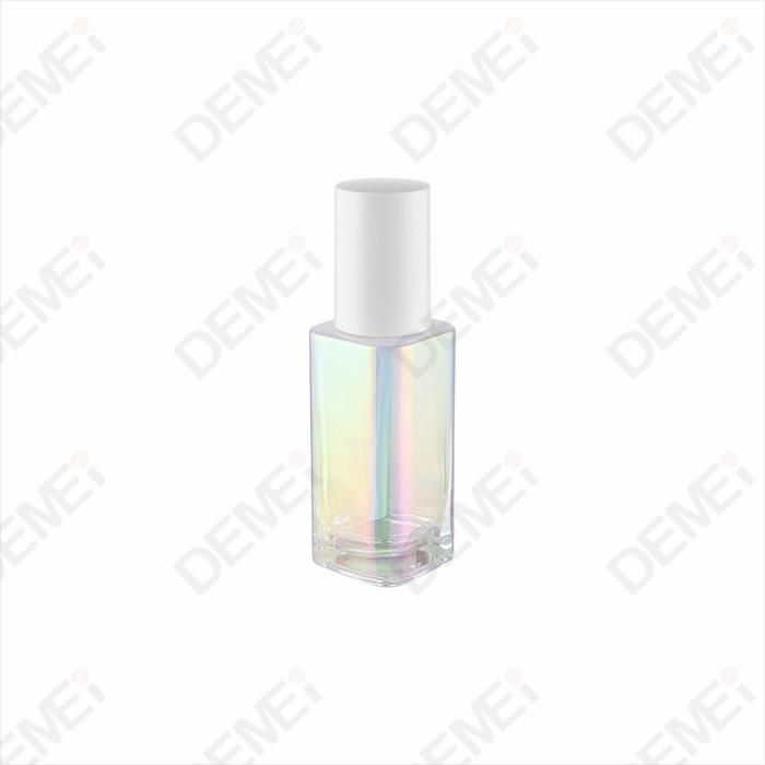 40ml 80ml 110ml Square Glass Bottle Holographic UV Coating with Pearl Cap