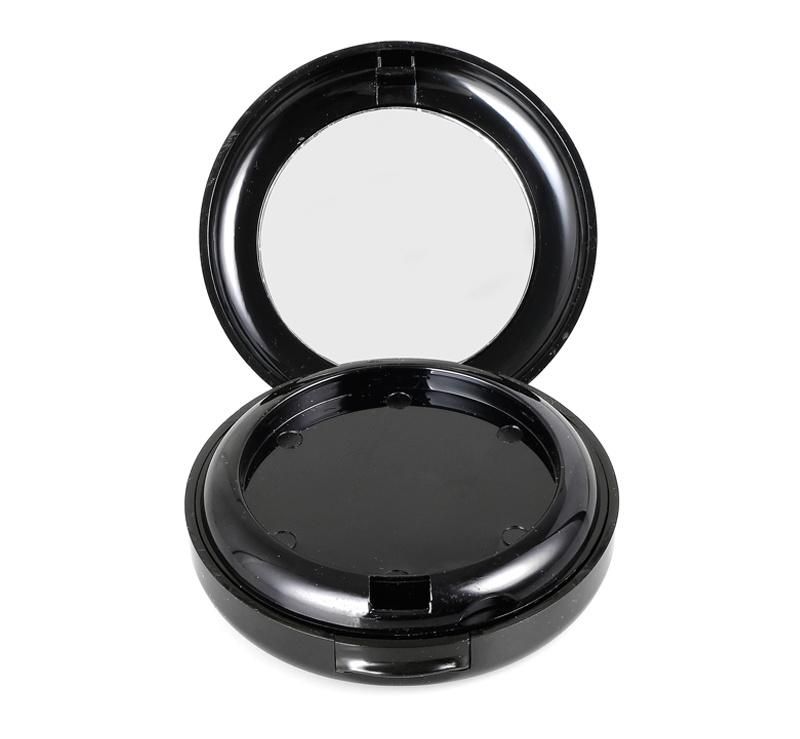 Hot Selling Black Plastic Cosmetic Packaging Round Empty Pressed Powder Compact Case