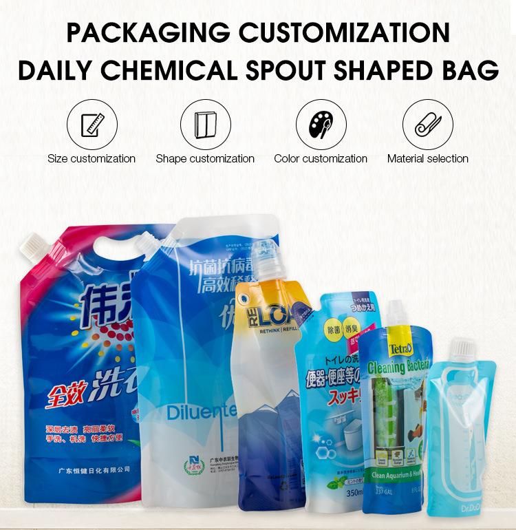 New product 2020 standing washing powder packaging bag liquid laundry detergent spout pouch