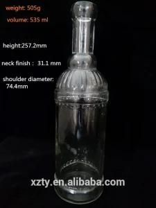 500 Ml Nice Clear Glass Wine Bottles with Cork