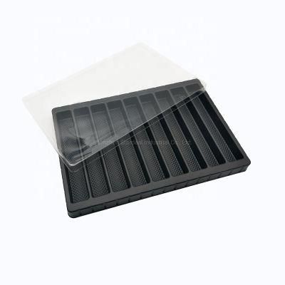 Black Plastic Clamshell Food Packaging Macaron PP Blister Tray with Lid