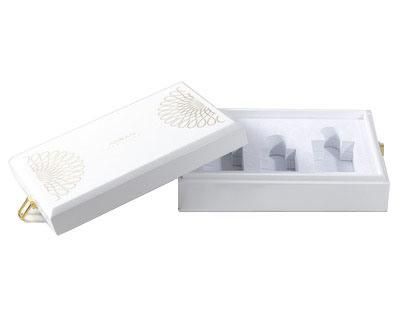 Pure White Metallic Wooden Shiny Perfume Box Customed Factory Supplier