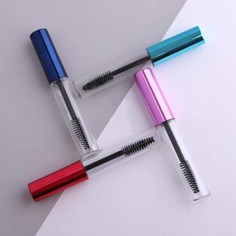 Wholesale 10ml Empty Transparent Refillable Plastic Cosmetic Packaging Mascara Wand Tube with Yellow Brush