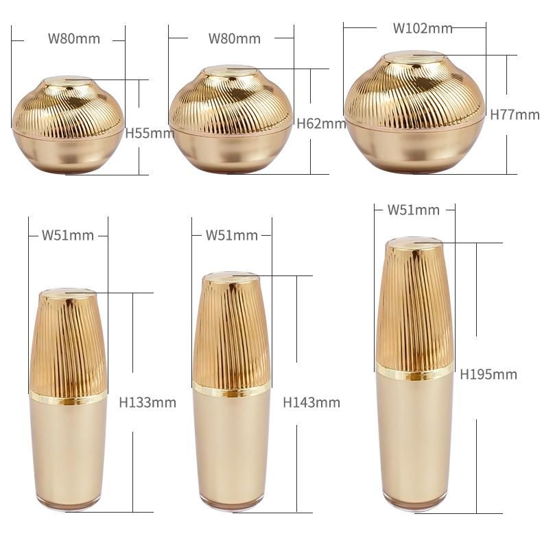 in Stock Gold 30ml 50ml 80ml 120ml Luxury Acrylic Plastic Skin Care Jars Cosmetic Lotion Pump Bottles