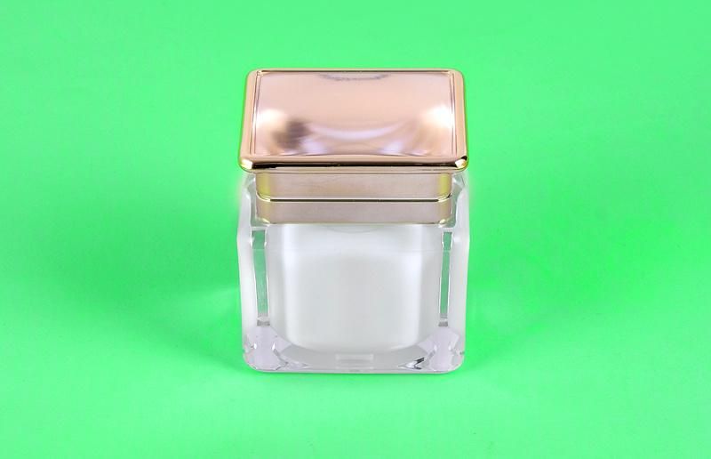 10g 15g 20g Elegant Matt Clear Transparent Jar with Gold Metalized Cap Plastic Creem Jar Cream Container