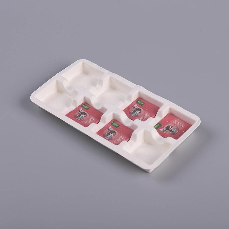 Biodegradable Sugarcane Pulp Compostable Tea Box Packaging Insert Tray