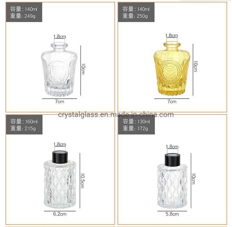 120ml Square Aroma Decorative Clear Glass Reed Diffuser Bottle