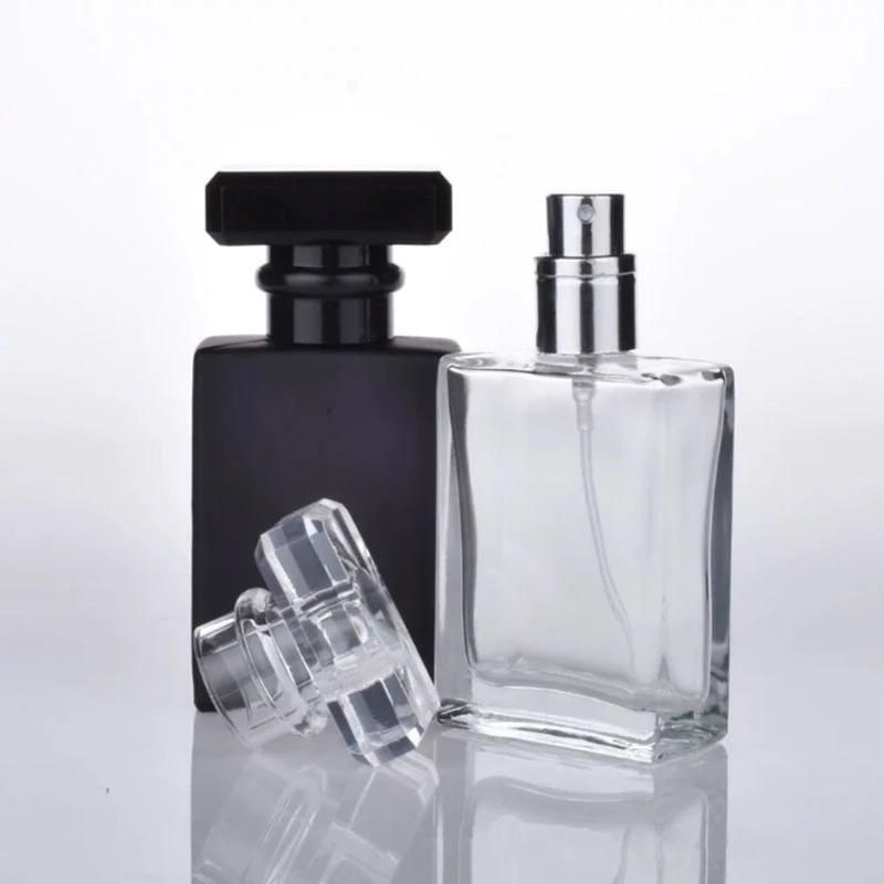 50ml Transparent/Frosted Black Perfume Bottles Travel Pocket Glass Spray Bottles Empty Bottles Cosmetic Refillable Container