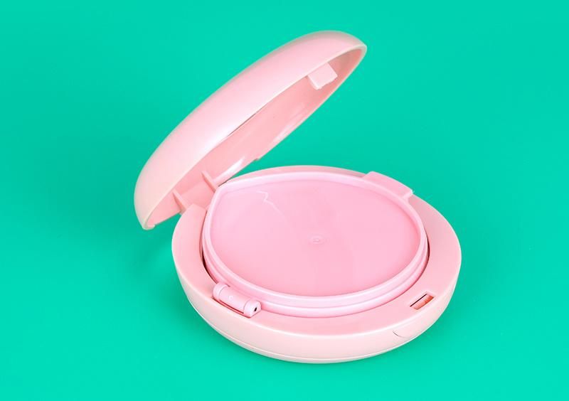 New Design Elegant Cute Pink Round Empty Plastic Case Air Cushion Powder Case for Makeup Case