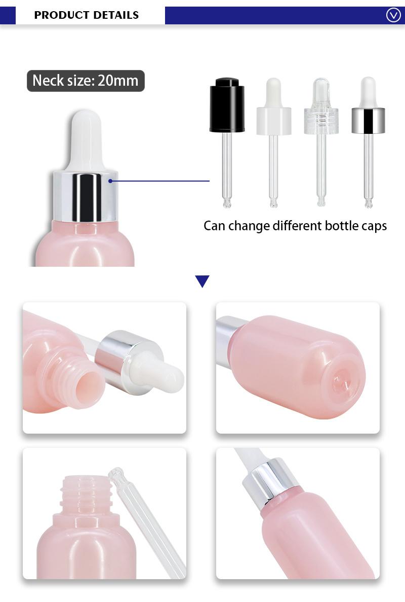 High Quality PETG Round Shoulder Pink 25ml Oil Dropper Bottle