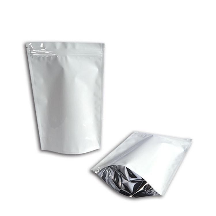 Logo Printed Top Zip Matte White Color Stand up Smell Proof Mylar Bag 1/8oz