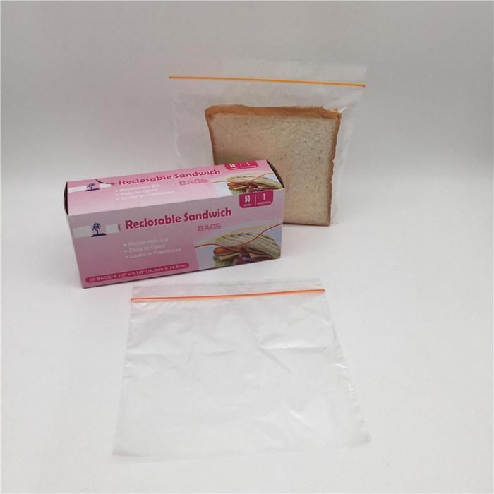 LDPE Virgin Material Transparent Clear Reusable Reclosable Sandwich Packaging Bag