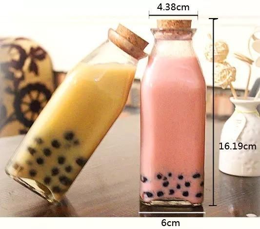 350ml Glass Bottles for Milk and Ice Tea Storage with Cork